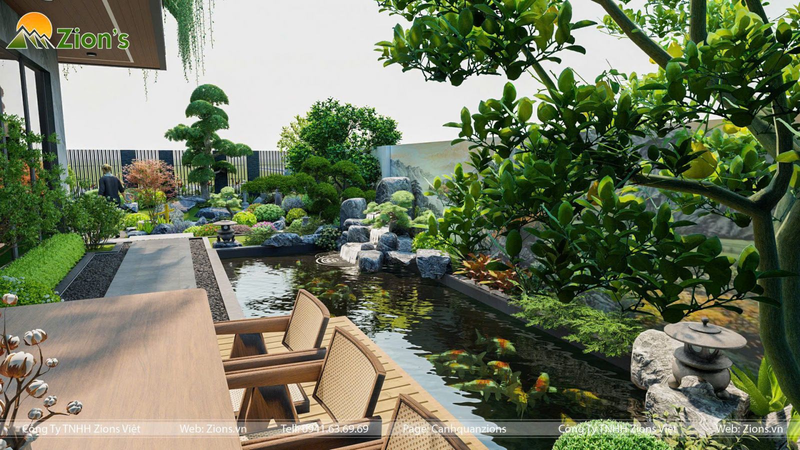 Thiết kế sân vườn biệt thự phong cách Nhật Bản tại Hà Tĩnh